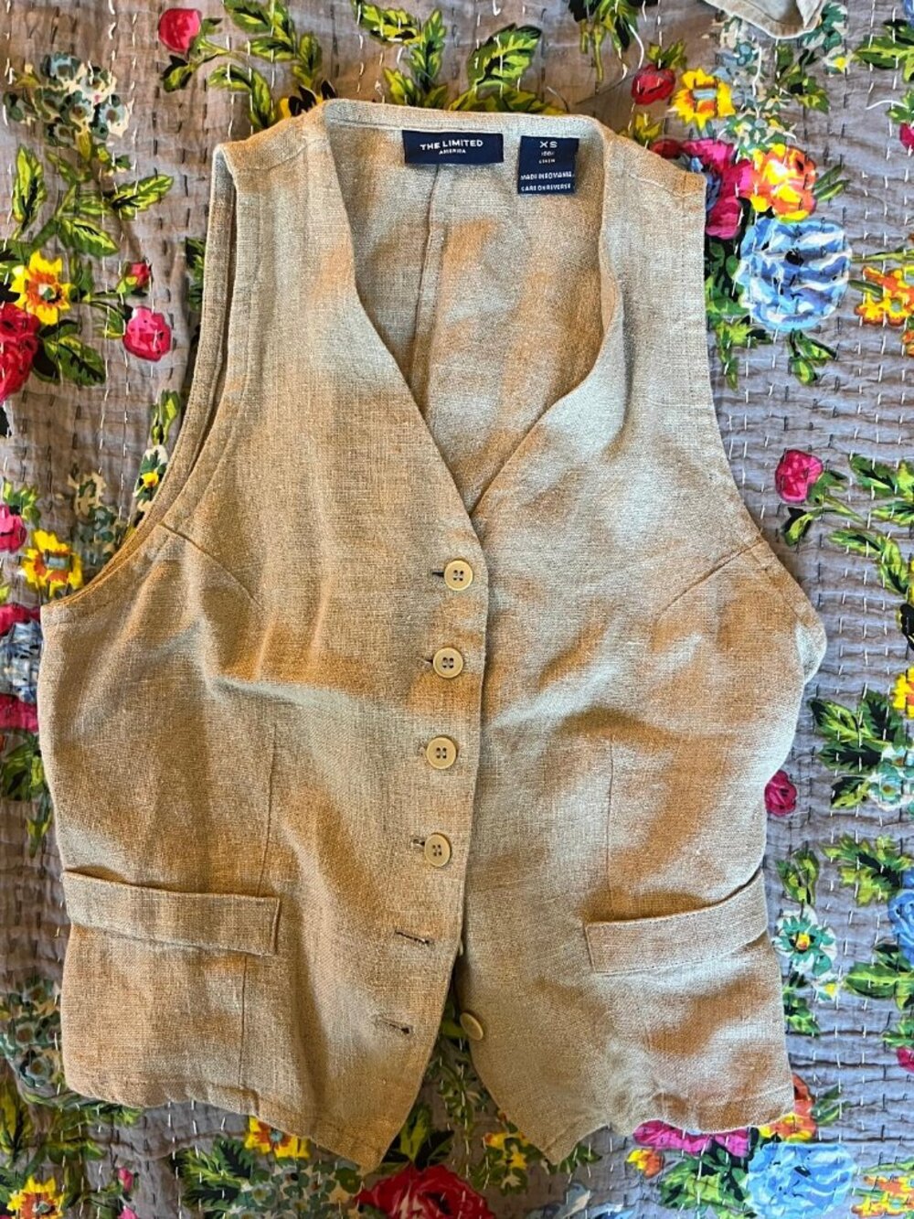 100% Linen Tan Waistcoat/Vest
